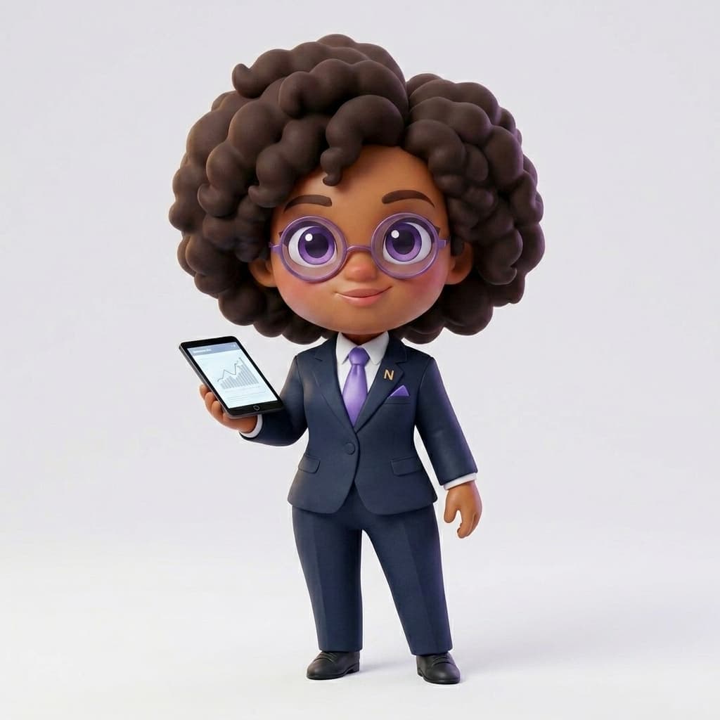 NARA mascot presenting live analytics on a phone
